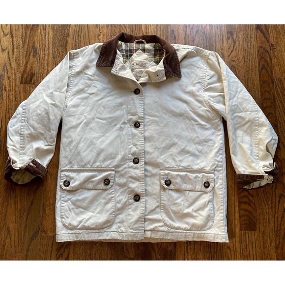 St. John's Bay Other - VTG St Johns Bay Chore Jacket Mens Large Beige Flannel Lined Corduroy Collar